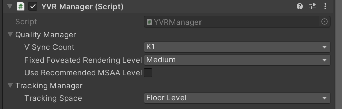 YVRManager Inspector